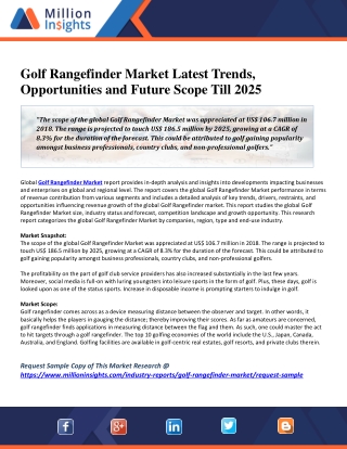 Golf Rangefinder Market Latest Trends, Opportunities and Future Scope Till 2025