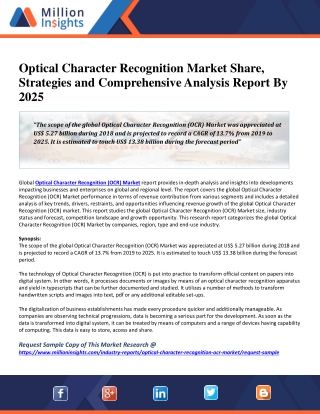 Optical Character Recognition Market Share, Strategies and Comprehensive Analysis Report By 2025