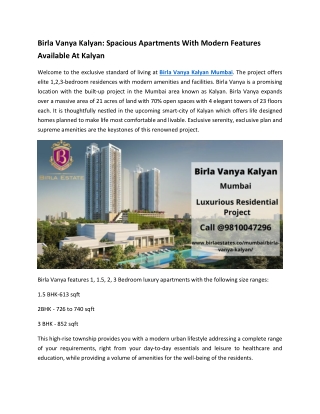 Birla Vanya Kalyan Residential Township In Mumbai