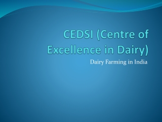 CEDSI- Dairy Farming in India