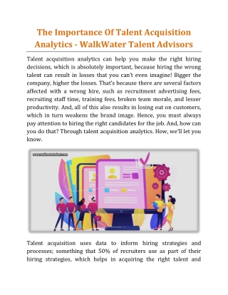 The Importance Of Talent Acquisition Analytics - WalkWater Talent Advisors