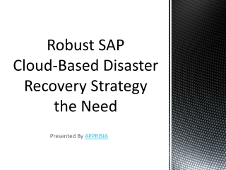 Robust SAP Cloud-Based Disaster Recovery Strategy the Need
