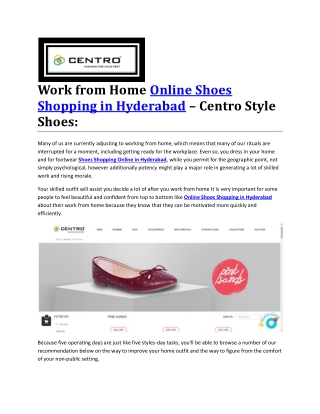 Work from Home Online Shoes Shopping in Hyderabad – Centro Style Shoes: