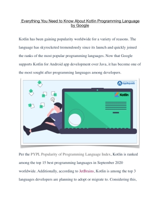 Everything You Need to Know About Kotlin Programming Language by Google
