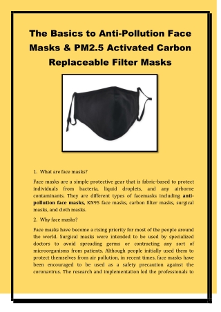 Neoprene Anti Pollution Face Mask for Sale