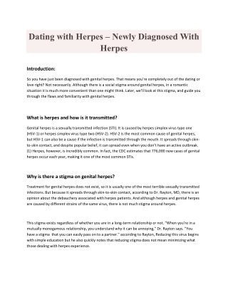 Dating with Herpes – Newly Diagnosed With Herpes