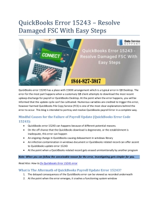 QuickBooks Error 15243 – Resolve Damaged FSC With Easy Steps