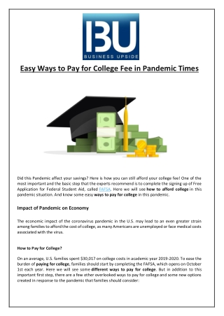 Easy Ways to Pay for College Fee in Pandemic Times