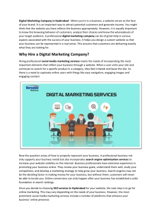 Role of the digital marketing company in growing your business