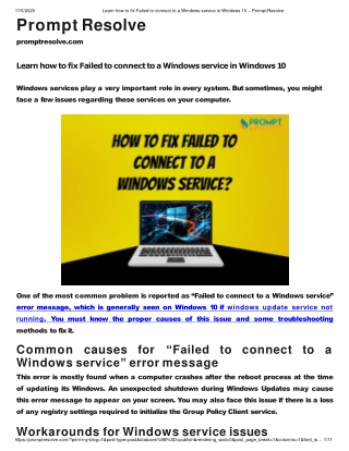 Learn how to fix Failed to connect to a Windows service in Windows 10