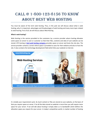 Call @ 1-800-123-8156 to know about Best Web hosting