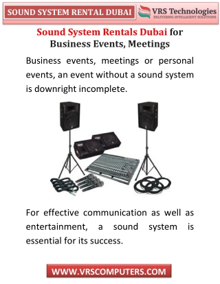 Sound System Rentals Dubai for Business Events, Meetings