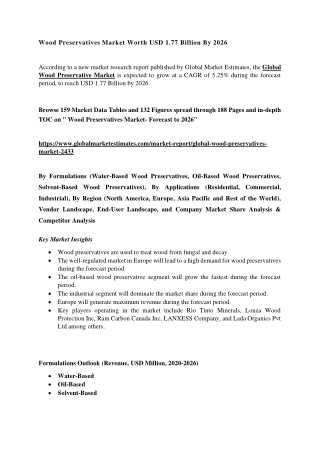 Global Wood Preservatives Market Research Report