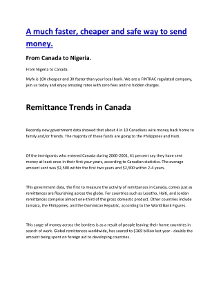 Money Transfer Canada to Nigeria