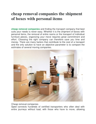 cheap removal companies the shipment of boxes with personal items