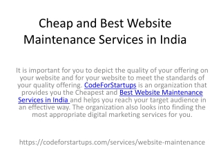 Cheap and Best Website Maintenance Services in India