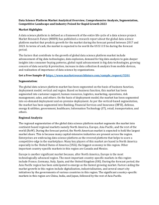 Data Science Platform Market Analytical Overview, Comprehensive Analysis, Segmentation, Competitive Landscape and Indust