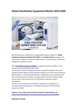 Global Sterilization Equipment Market 2019-2028