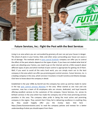 Future Services, Inc.: Fight the Pest with the Best Services