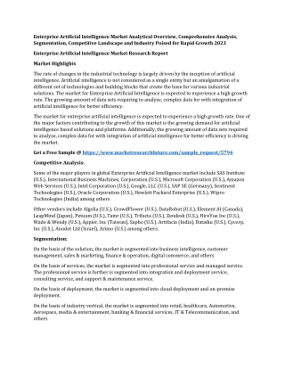 Enterprise Artificial Intelligence Market Analytical Overview, Comprehensive Analysis, Segmentation, Competitive Landsca