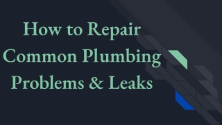 How to Repair Common Plumbing Problems & Leaks