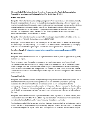 Ethernet Switch Market Analytical Overview, Comprehensive Analysis, Segmentation, Competitive Landscape and Industry Poi