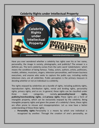 Celebrity Rights under Intellectual Property