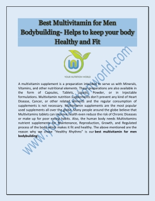 Best Multivitamin for Men Bodybuilding