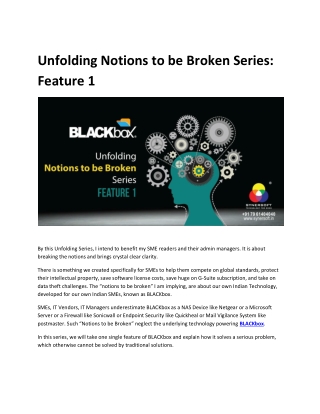 Unfolding Notions to be Broken Series: Feature 1