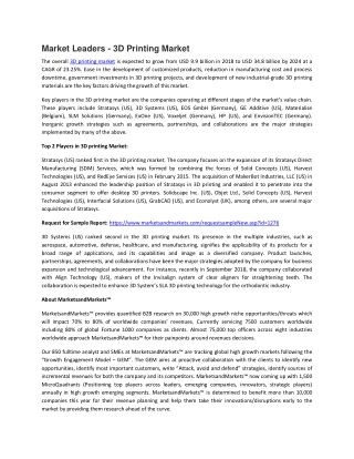 3D Printing Market by Source, Type, Application &amp; Geography| COVID-19 Impact Analysis|MarketsandMarkets