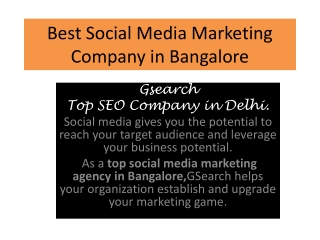 Best Social Media Marketing Company in Bangalore
