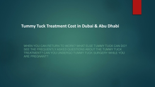 Tummy Tuck Treatment Cost in Dubai & Abu Dhabi