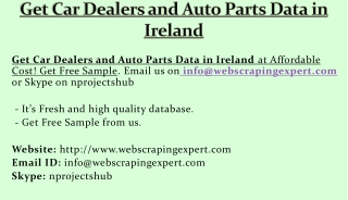 Get Car Dealers and Auto Parts Data in Ireland