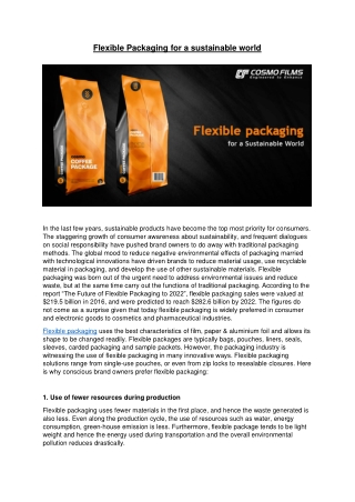 Flexible Packaging for a sustainable world