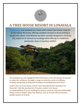 Honeymoon Resort In Lonavala | The Machan