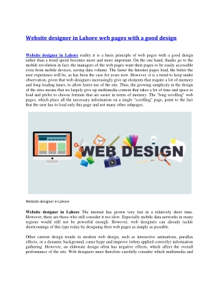 Website designer in Lahore web pages with a good design