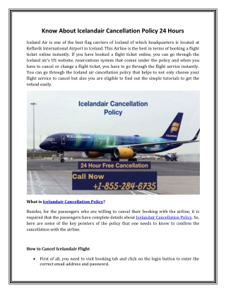 Know About Icelandair Cancellation Policy 24 Hours