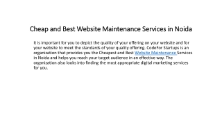 Cheap and Best Website Maintenance Services in Noida