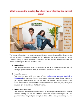 What to do on the moving day when you are leaving the current home?