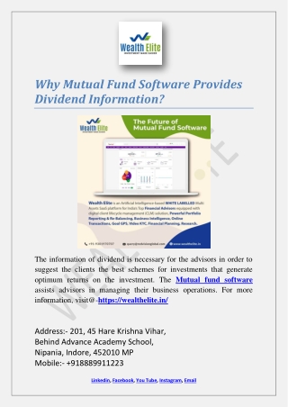 Why Mutual Fund Software Provides Dividend Information?