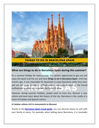 What are things to do in Barcelona Spain during this summer?