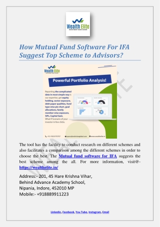 How Mutual Fund Software For IFA Suggest Top Scheme to Advisors?