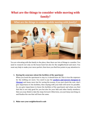 What are the things to consider while moving with family?