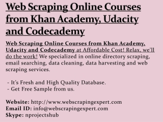 Web Scraping Online Courses from Khan Academy, Udacity and Codecademy