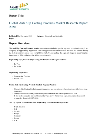 Anti Slip Coating Products Market Research Report 2020