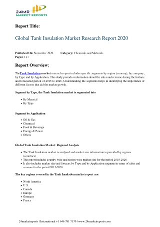 Tank Insulation Market Research Report 2020