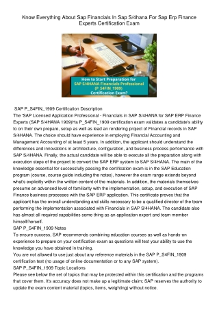 Know Everything About SAP Financials in SAP S/4HANA for SAP ERP Finance Experts Certification Exam