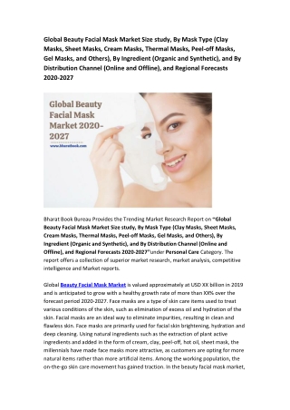 Global Beauty Facial Mask Market Research Report 2020-2027