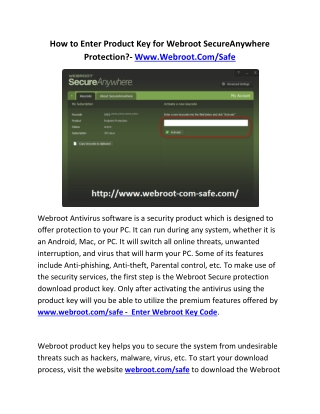 How to Enter Product Key for Webroot SecureAnywhere Protection?- Www.Webroot.Com/Safe