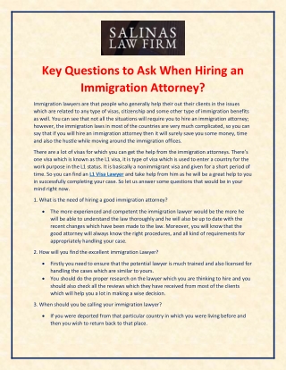Key Questions to Ask When Hiring an L1 Visa Lawyer